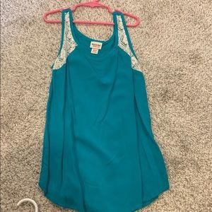 Teal tank top with white detailing